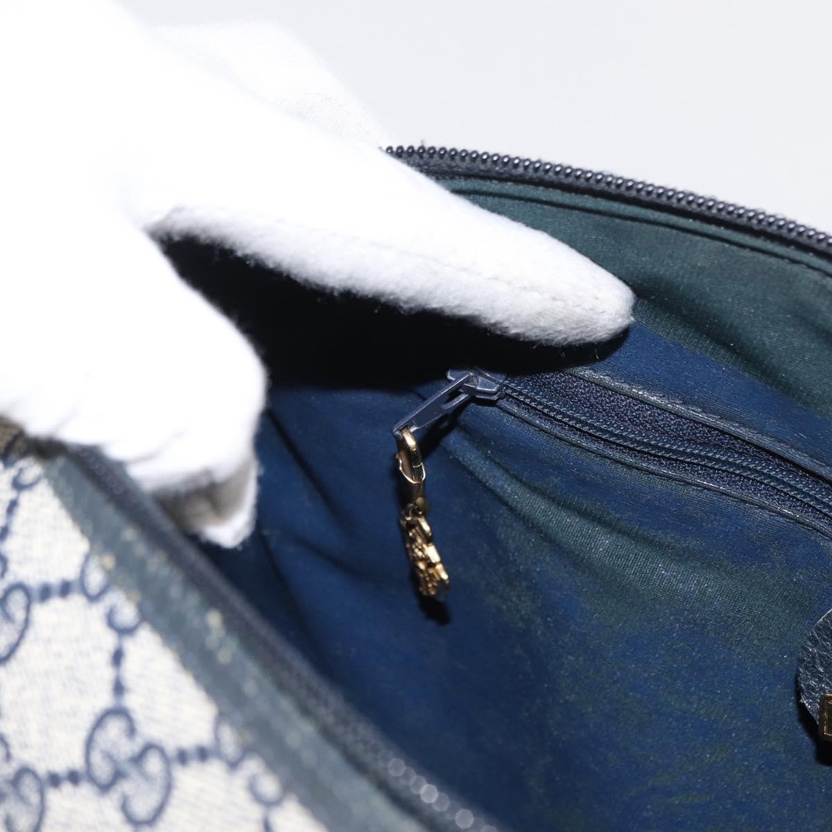 GUCCI GG Supreme Boston Bag PVC Navy Gold 002 39 6842 Auth 163068