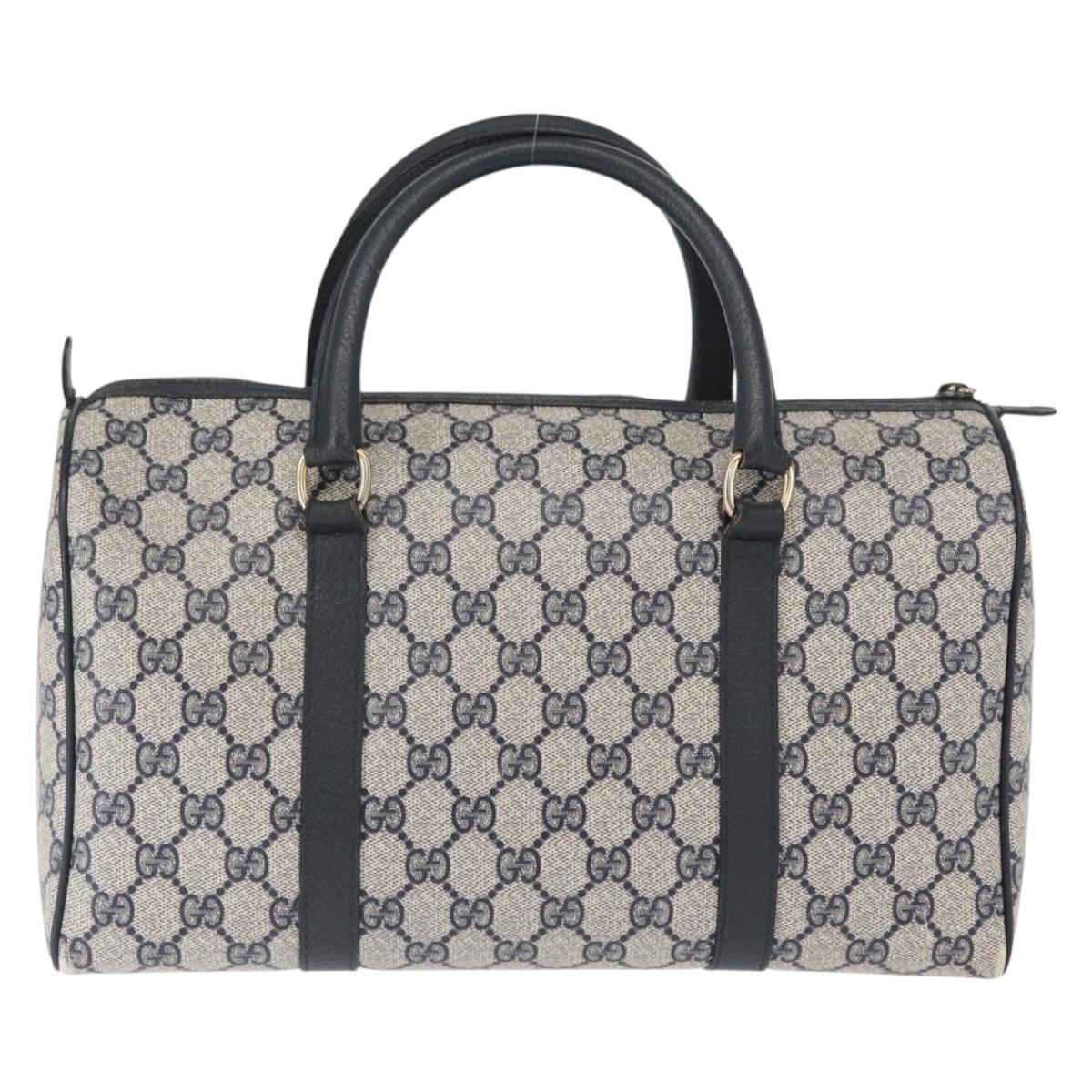 GUCCI GG Supreme Boston Bag PVC Navy Gold 002 39 6842 Auth 163068
