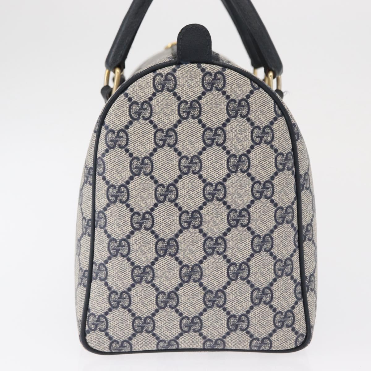 GUCCI GG Supreme Boston Bag PVC Navy Gold 002 39 6842 Auth 163068