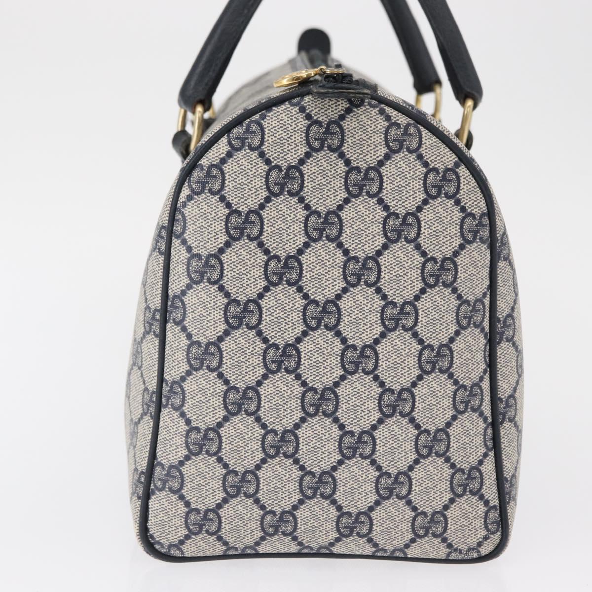 GUCCI GG Supreme Boston Bag PVC Navy Gold 002 39 6842 Auth 163068
