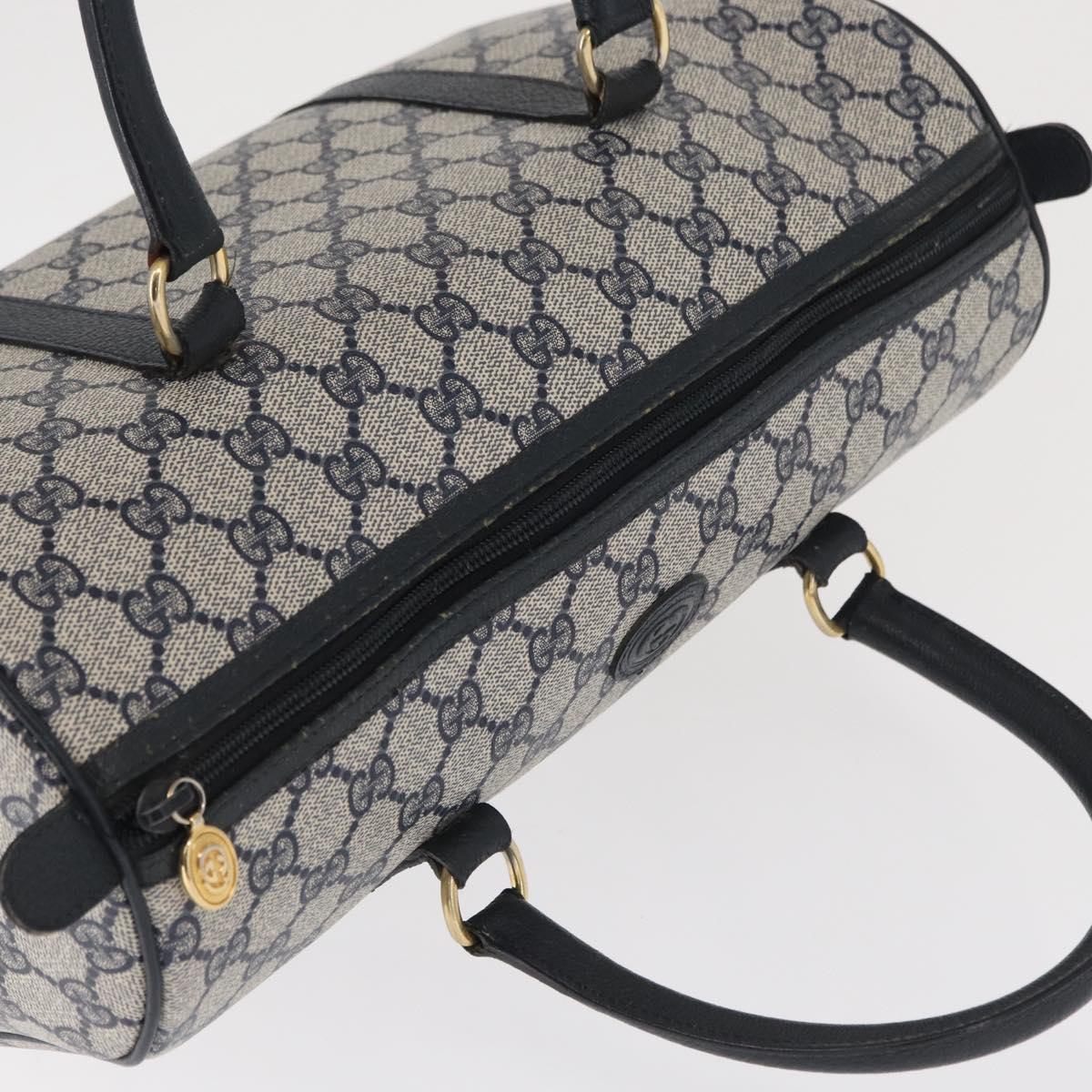 GUCCI GG Supreme Boston Bag PVC Navy Gold 002 39 6842 Auth 163068