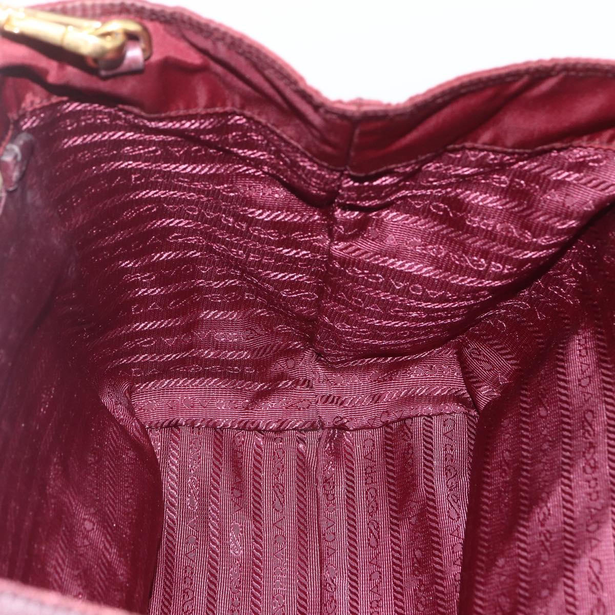 PRADA Hand Bag Nylon 2way Bordeaux Gold Auth 163074