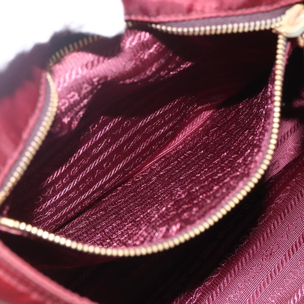 PRADA Hand Bag Nylon 2way Bordeaux Gold Auth 163074