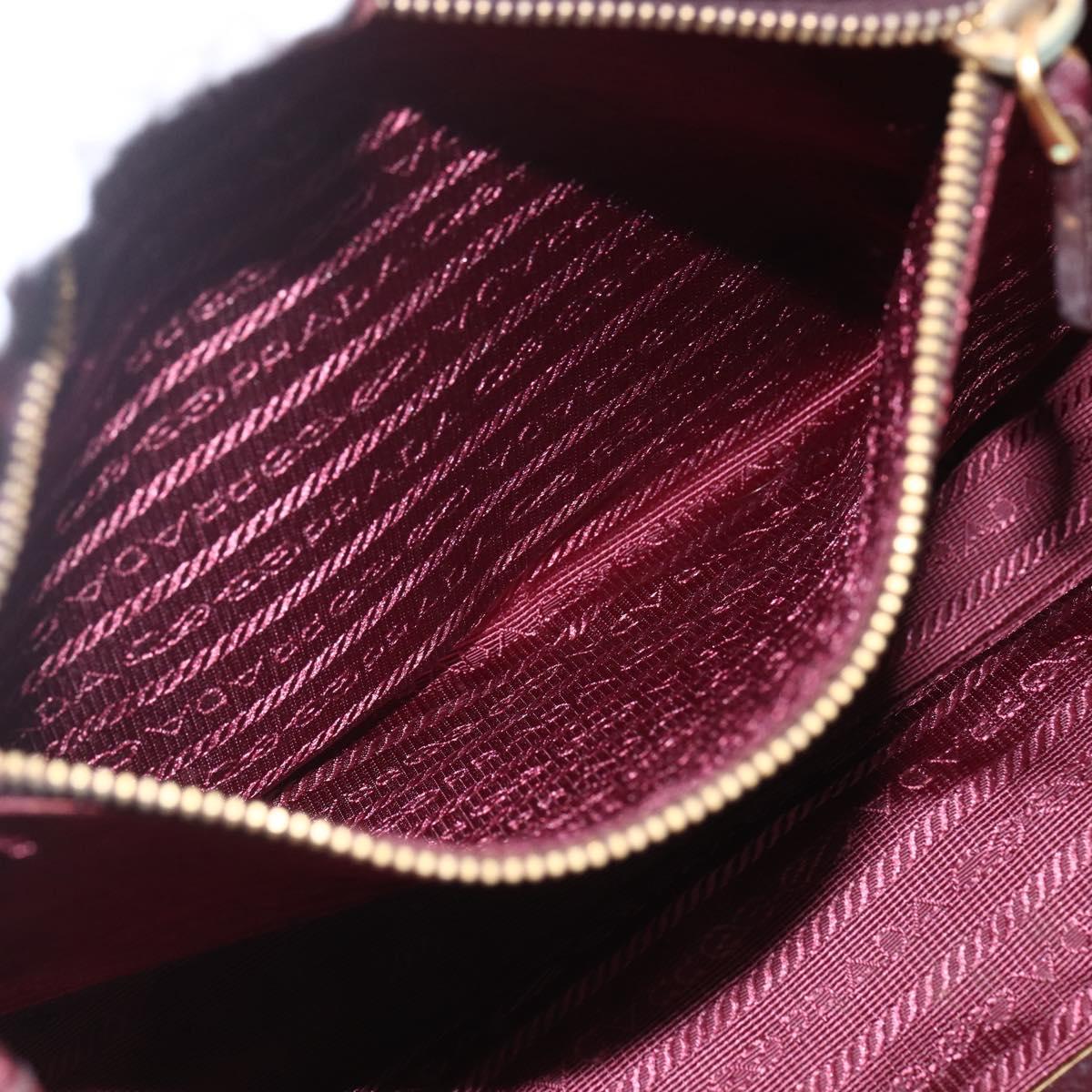 PRADA Hand Bag Nylon 2way Bordeaux Gold Auth 163074