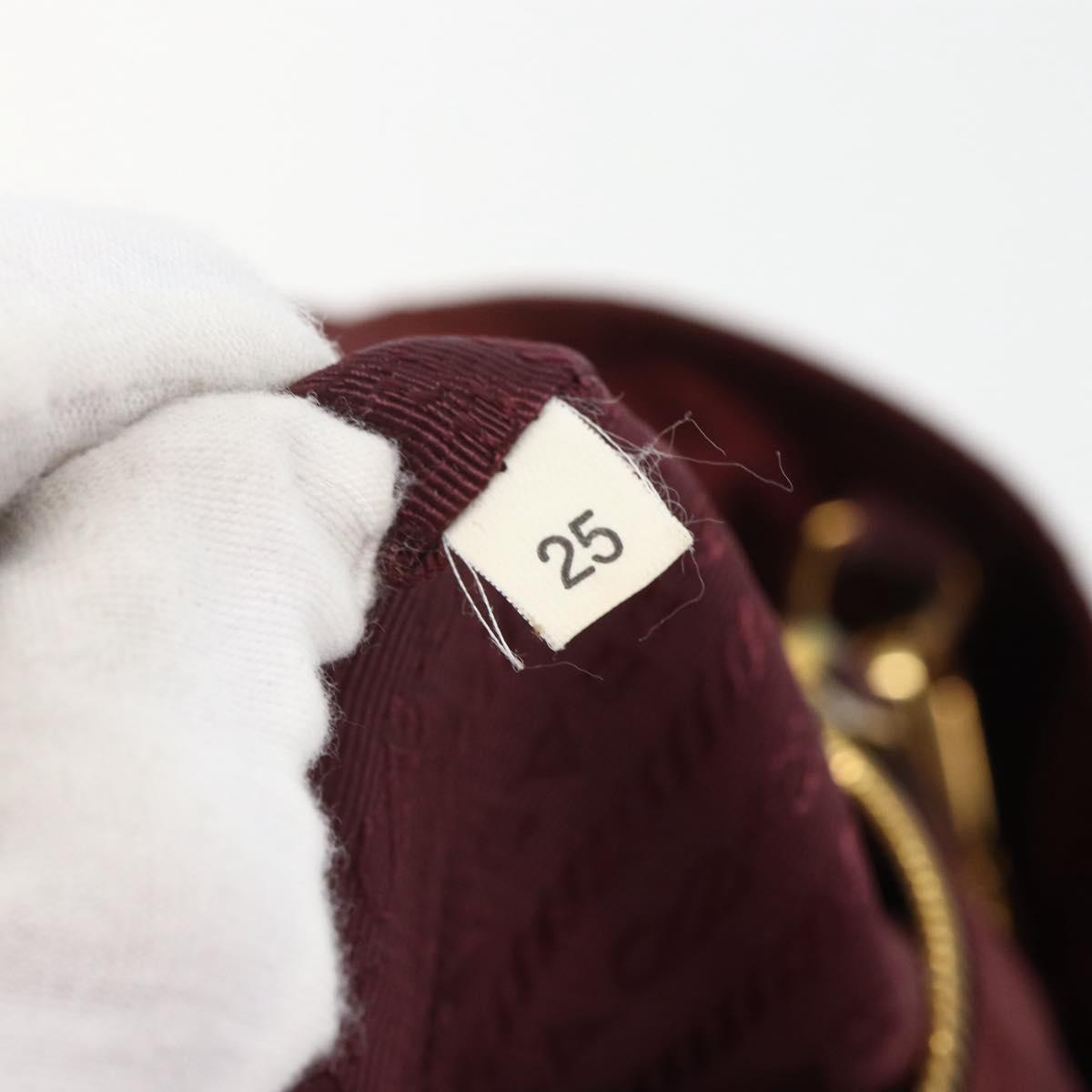 PRADA Hand Bag Nylon 2way Bordeaux Gold Auth 163074