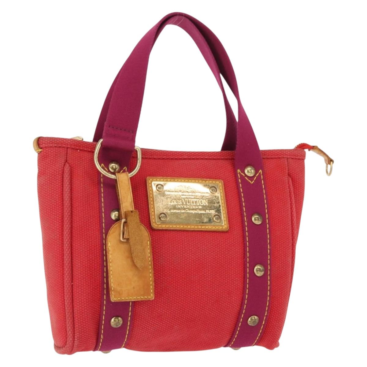 LOUIS VUITTON Antigua Cabas PM Tote Bag Canvas Rouge M40037 LV Auth 163083
