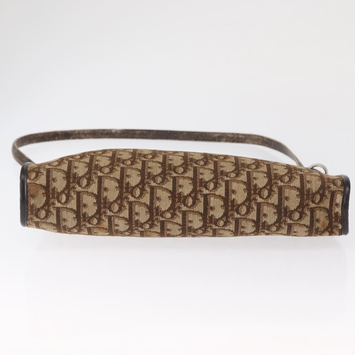 Christian Dior Trotter Canvas Shoulder Bag Beige Gold Auth 163084
