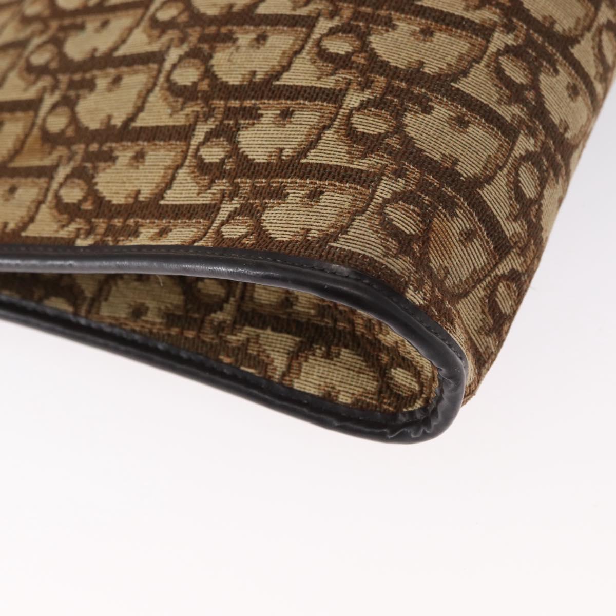 Christian Dior Trotter Canvas Shoulder Bag Beige Gold Auth 163084