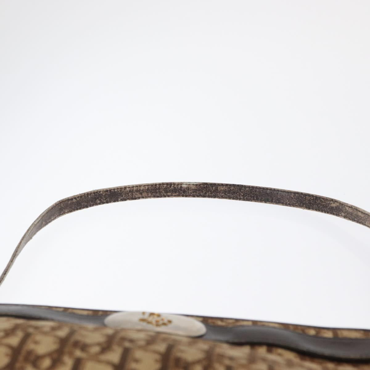 Christian Dior Trotter Canvas Shoulder Bag Beige Gold Auth 163084