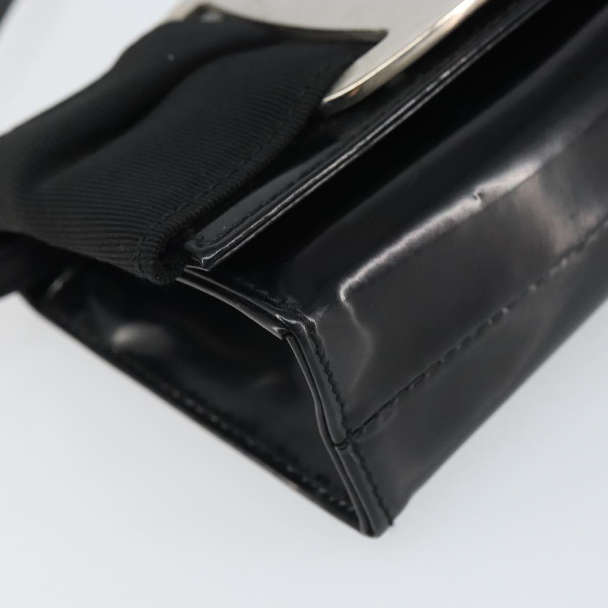 Salvatore Ferragamo Vala Shoulder Bag Patent leather Black Silver Auth 163086