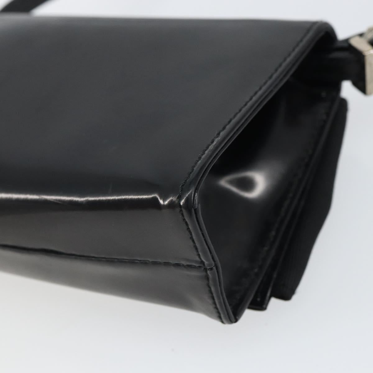 Salvatore Ferragamo Vala Shoulder Bag Patent leather Black Silver Auth 163086