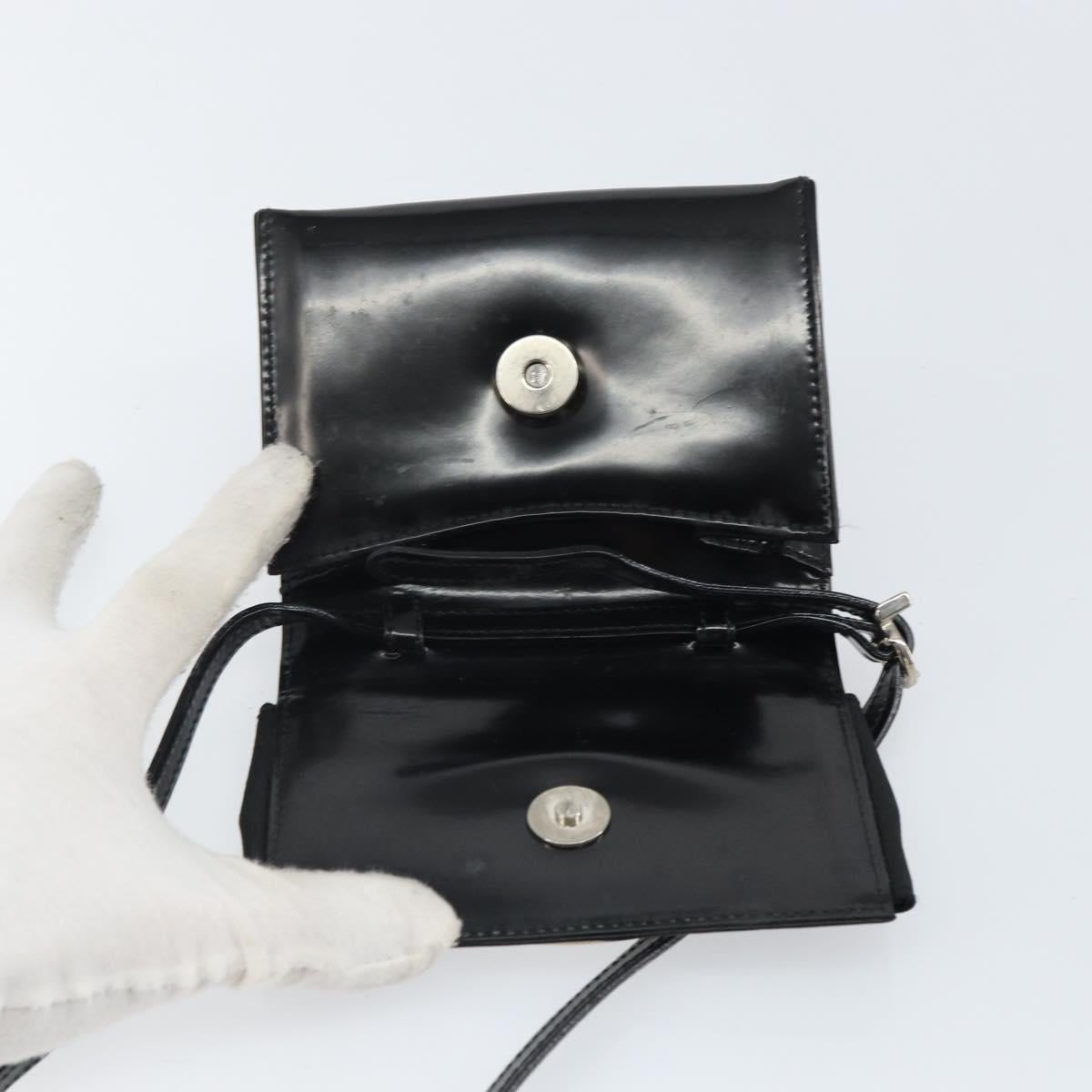 Salvatore Ferragamo Vala Shoulder Bag Patent leather Black Silver Auth 163086