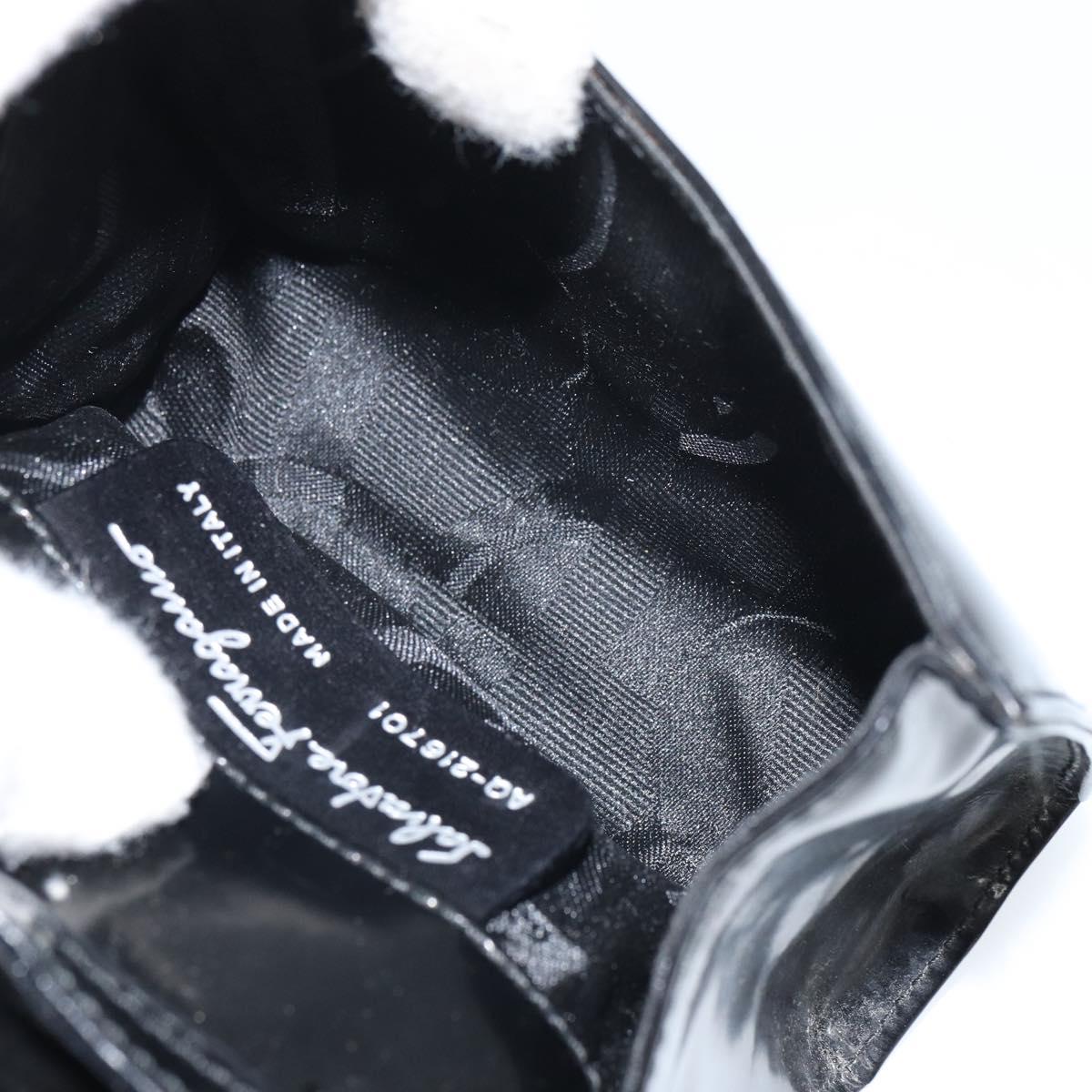 Salvatore Ferragamo Vala Shoulder Bag Patent leather Black Silver Auth 163086