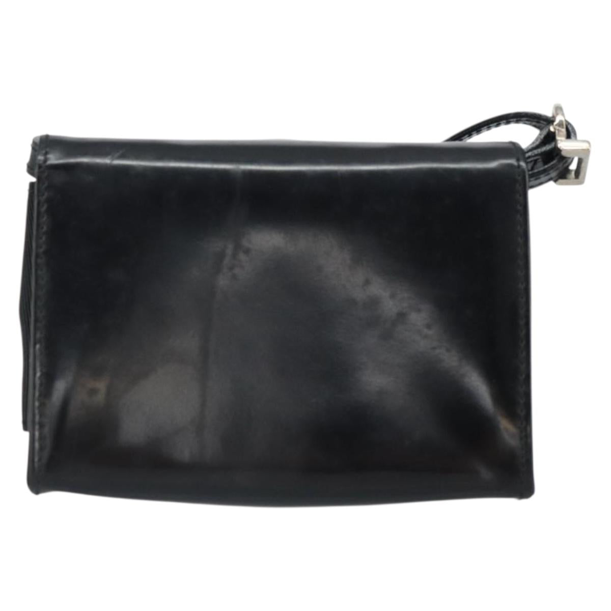 Salvatore Ferragamo Vala Shoulder Bag Patent leather Black Silver Auth 163086