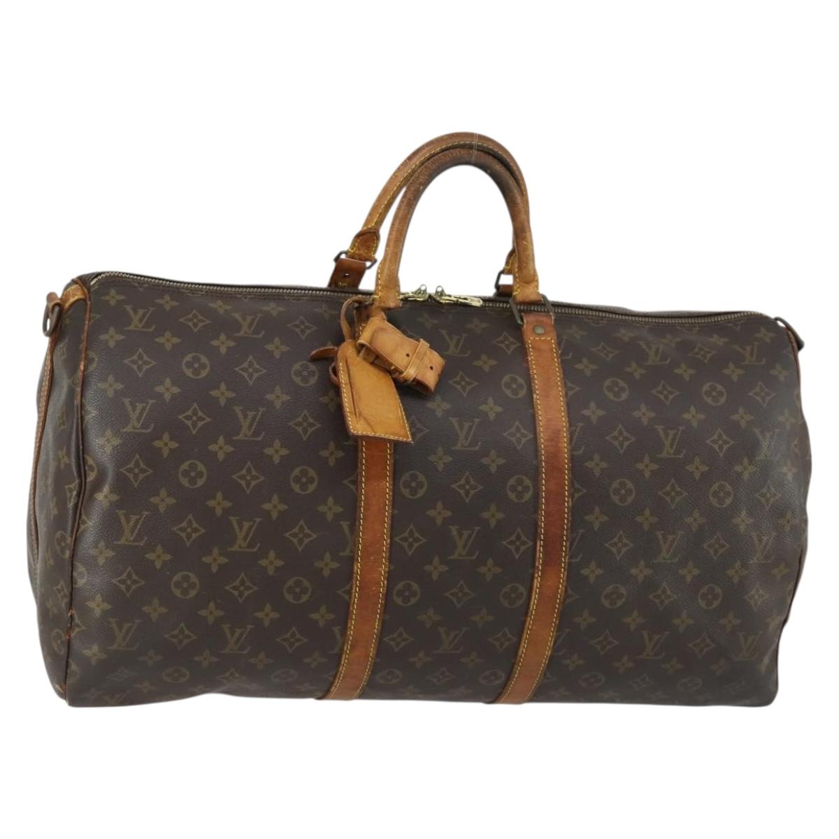 LOUIS VUITTON Monogram Keepall Bandouliere 55 Boston Bag M41414 LV Auth 163092