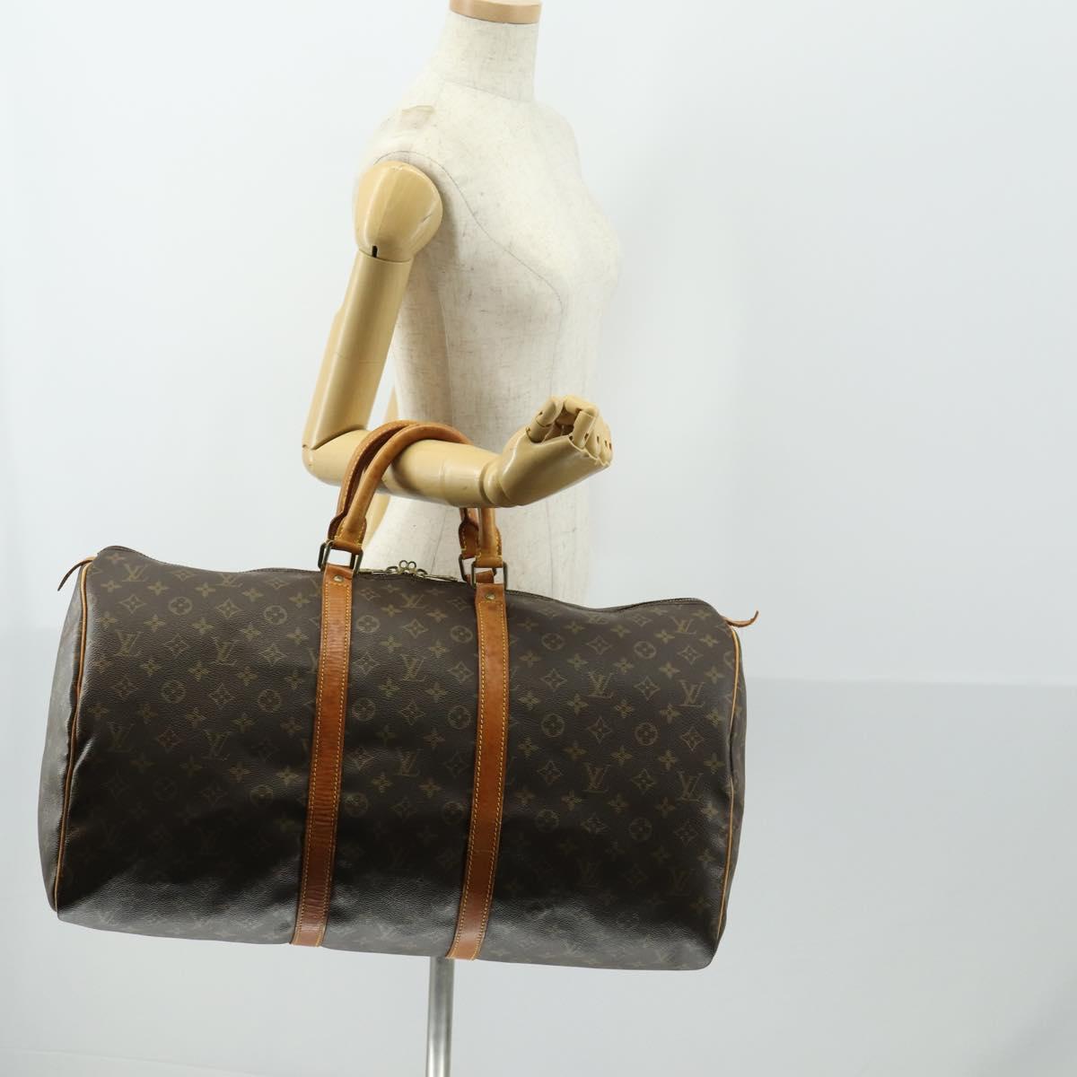 LOUIS VUITTON Monogram Keepall 55 Boston Bag M41424 LV Auth 163097