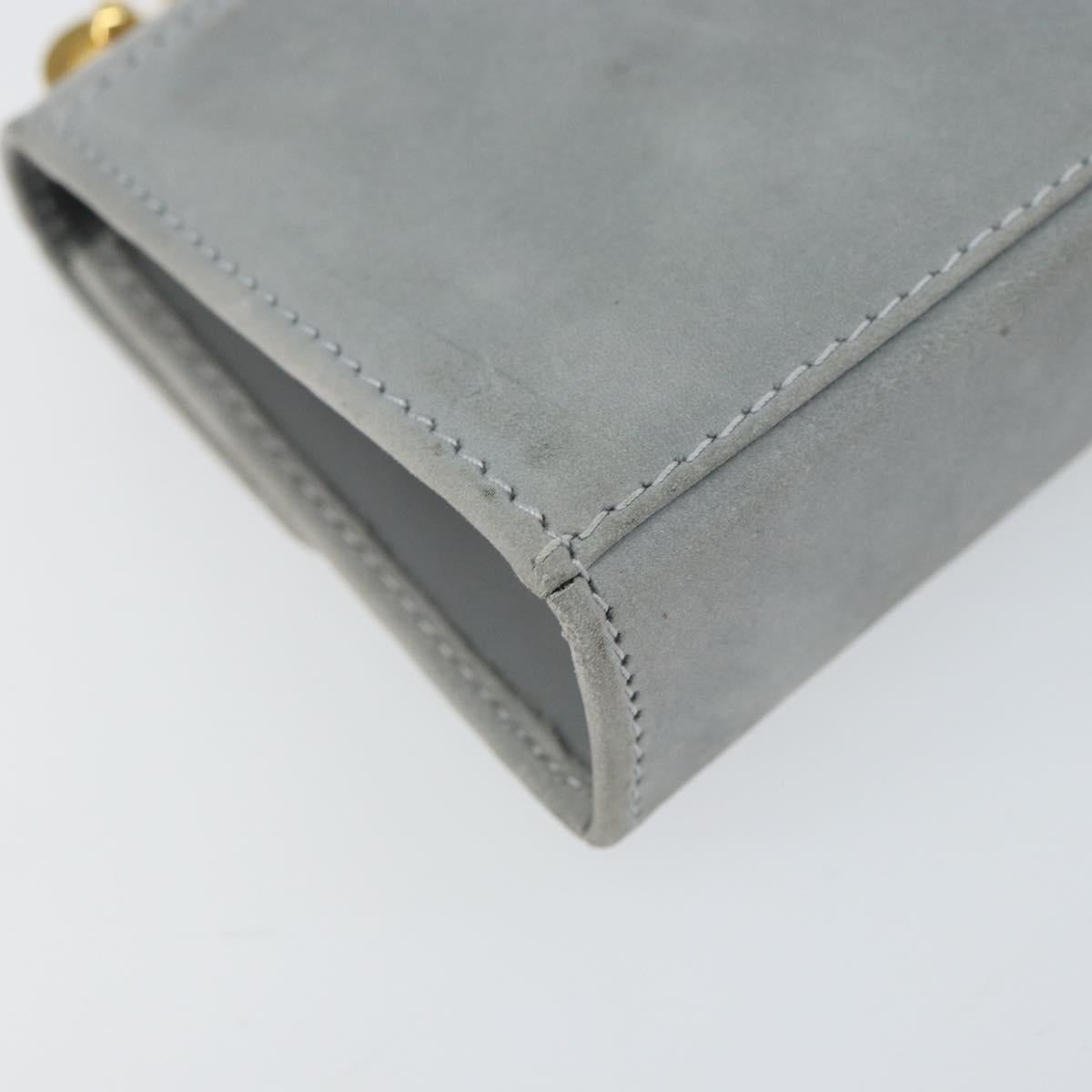 Salvatore Ferragamo Gancini Chain Shoulder Pouch Suede Gray Gold Auth 163100V