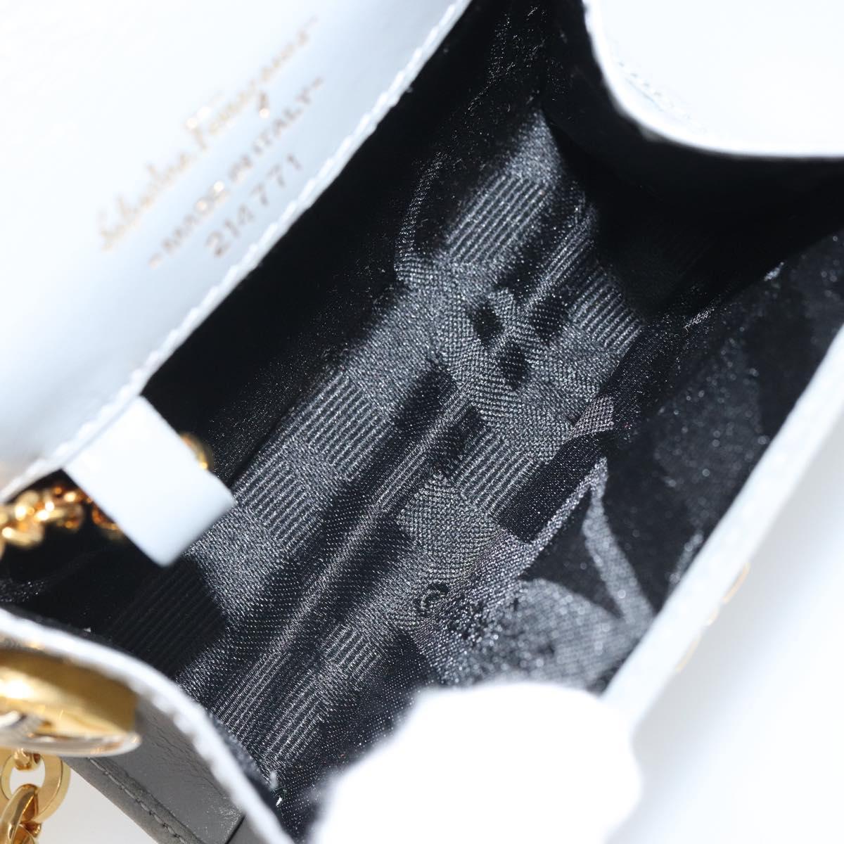 Salvatore Ferragamo Gancini Chain Shoulder Pouch Suede Gray Gold Auth 163100V