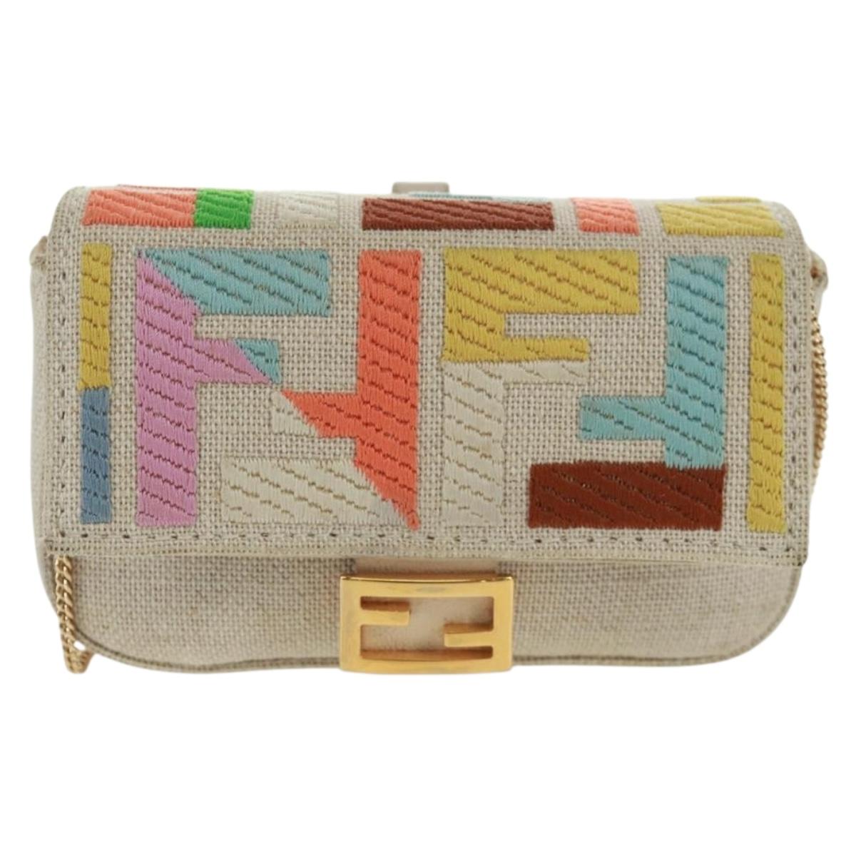 FENDI Zucca Canvas Micro Bucket Charm Multicolor Gold Auth 163112SAM