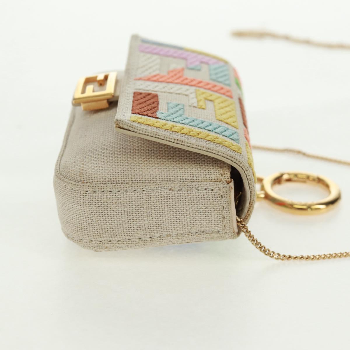FENDI Zucca Canvas Micro Bucket Charm Multicolor Gold Auth 163112SAM