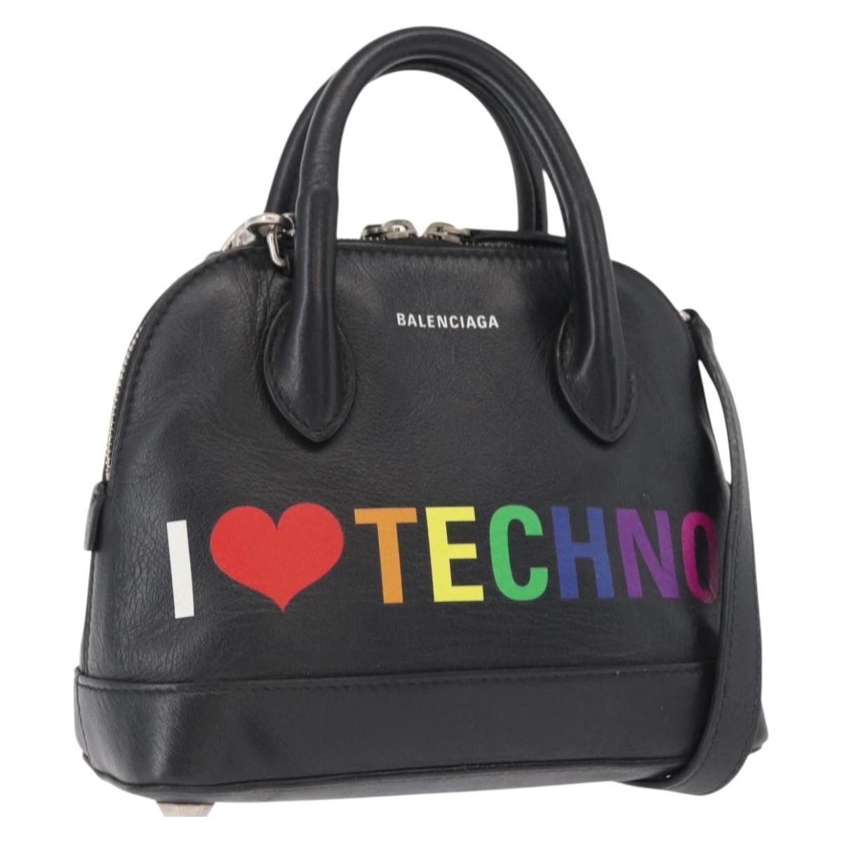 BALENCIAGA I LOVE TECHNO Villetop Handle XXS Bag Black 550646 Auth 163114V