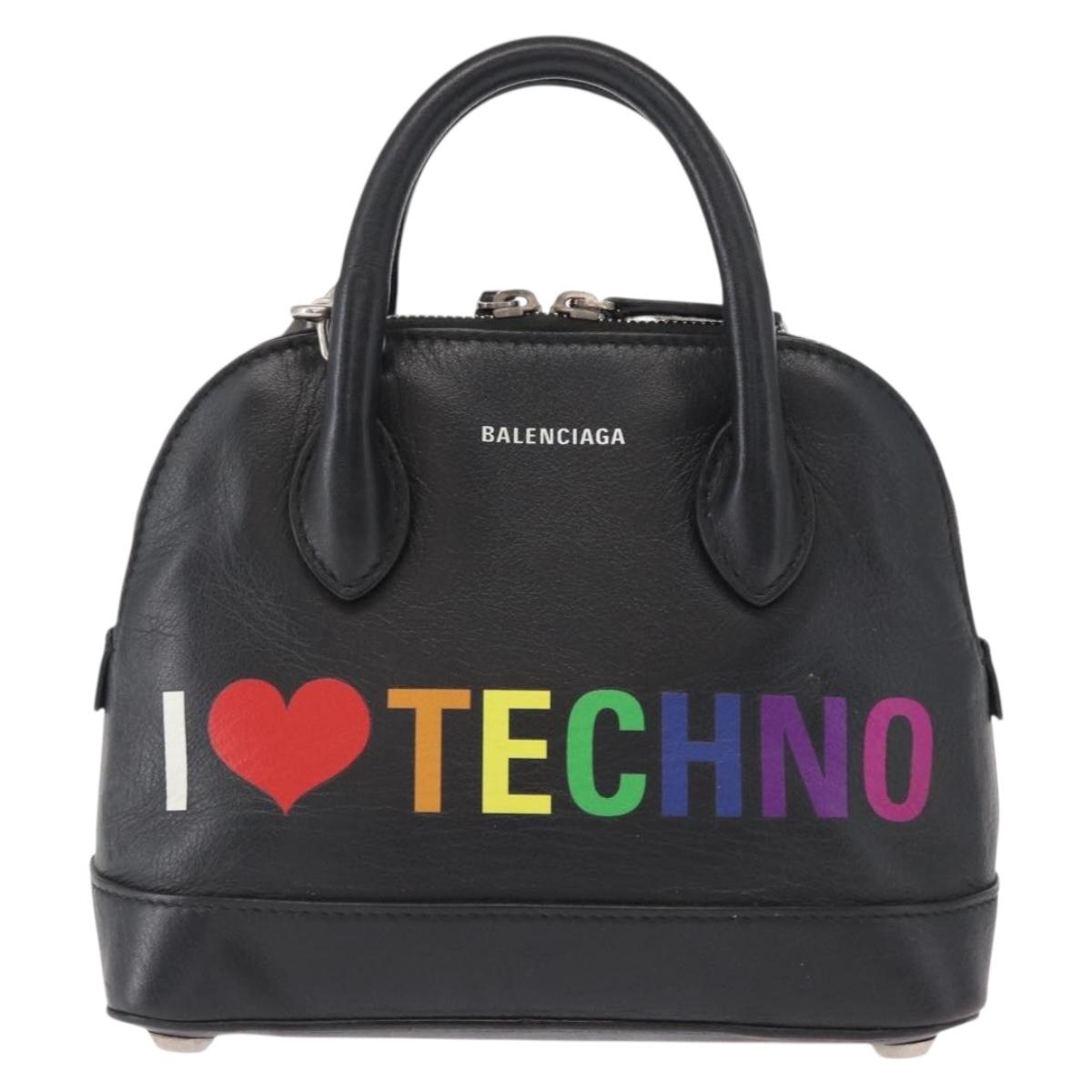 BALENCIAGA I LOVE TECHNO Villetop Handle XXS Bag Black 550646 Auth 163114V