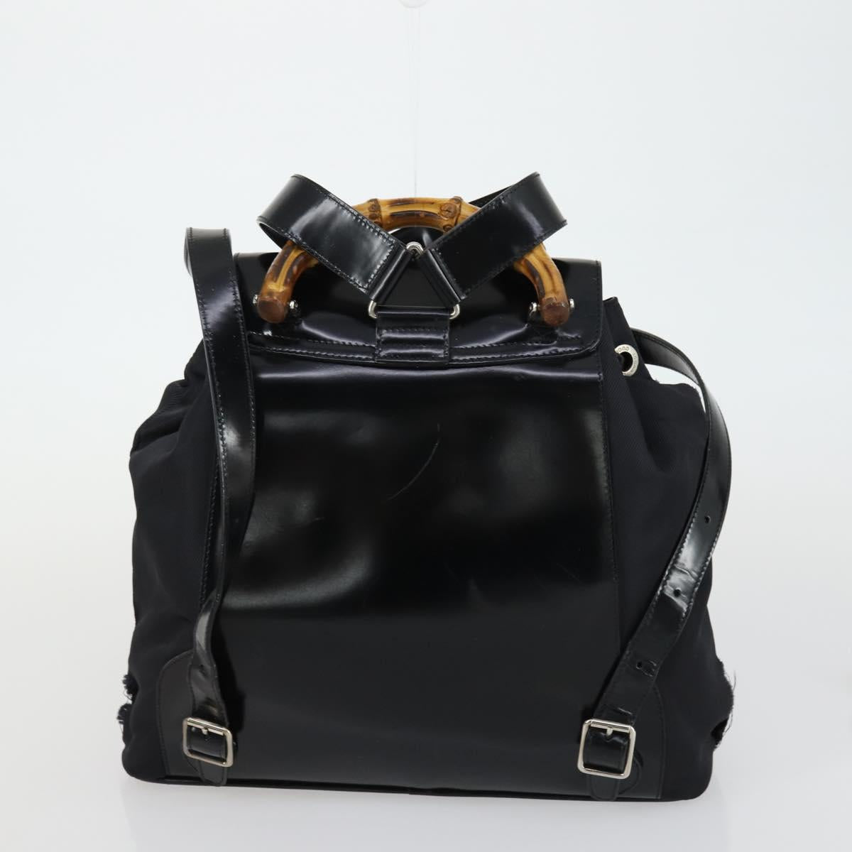 GUCCI GG Canvas GG Micro Supreme Bamboo Bag Leather PVC 4 Set Black Auth 163118
