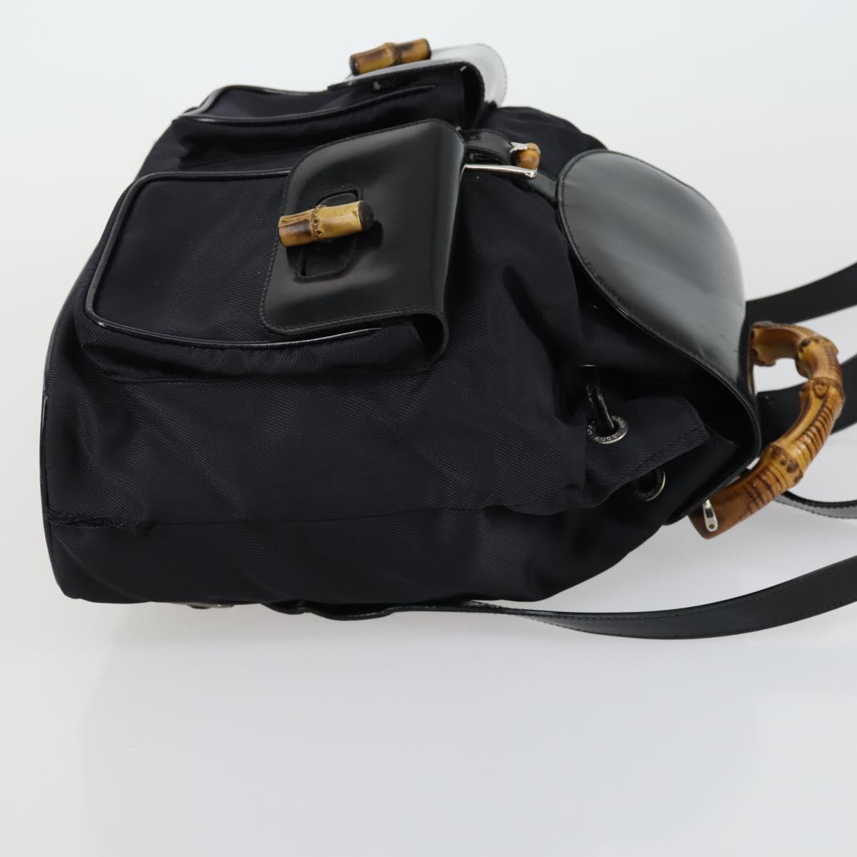 GUCCI GG Canvas GG Micro Supreme Bamboo Bag Leather PVC 4 Set Black Auth 163118