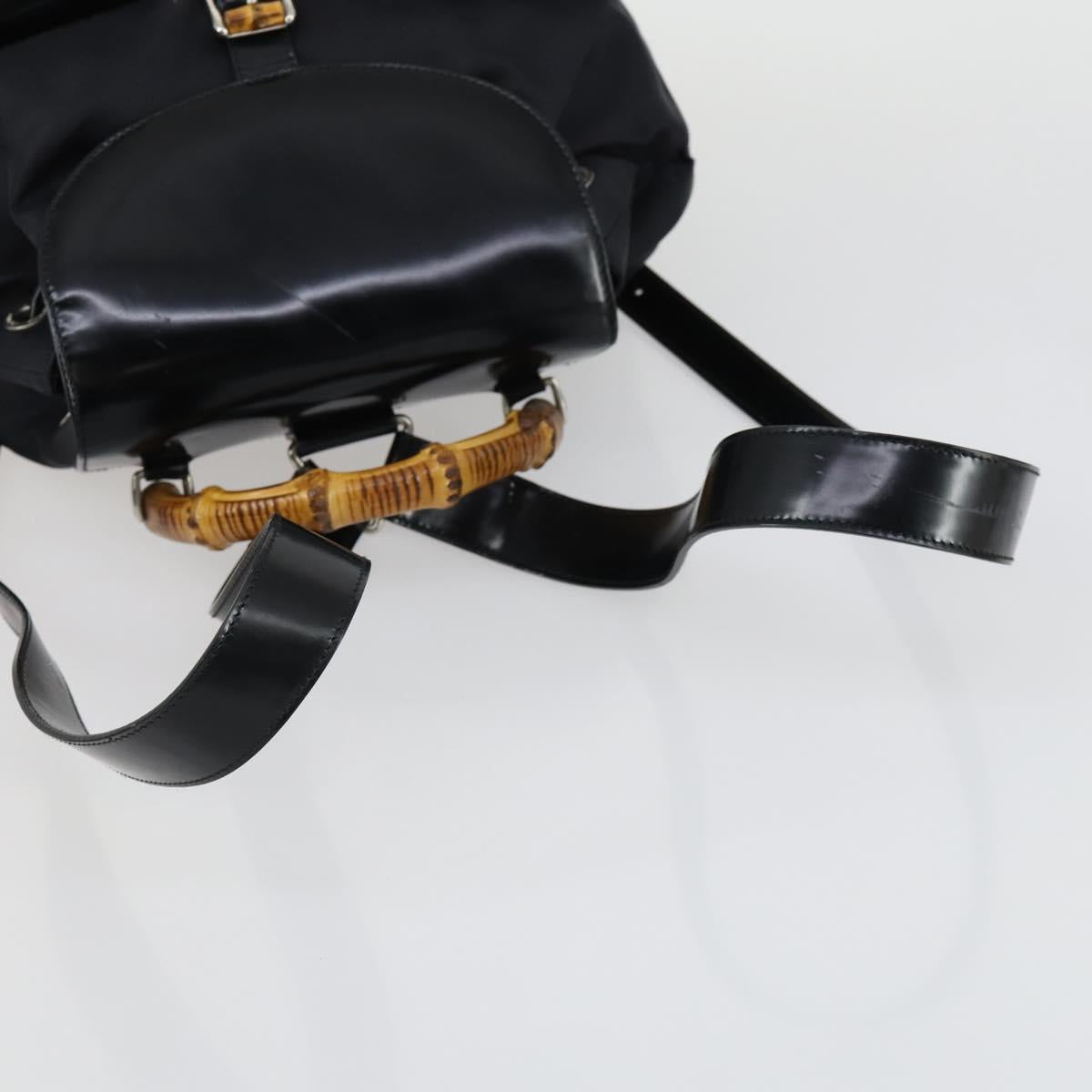 GUCCI GG Canvas GG Micro Supreme Bamboo Bag Leather PVC 4 Set Black Auth 163118