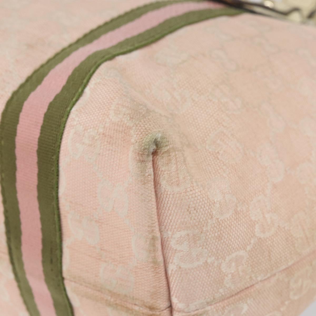 GUCCI GG Canvas Sherry Line Tote Bag Pink Gold 137896 Auth 163130