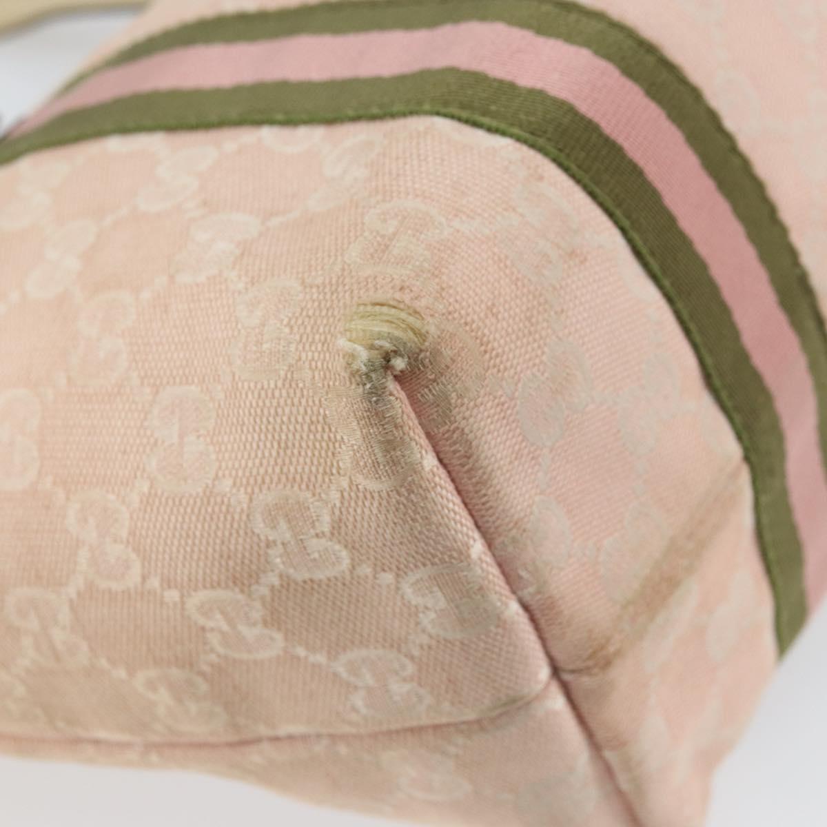 GUCCI GG Canvas Sherry Line Tote Bag Pink Gold 137896 Auth 163130