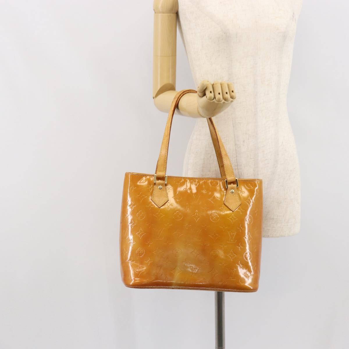 LOUIS VUITTON Monogram Vernis Houston Hand Bag Beige M91004 LV Auth 163133