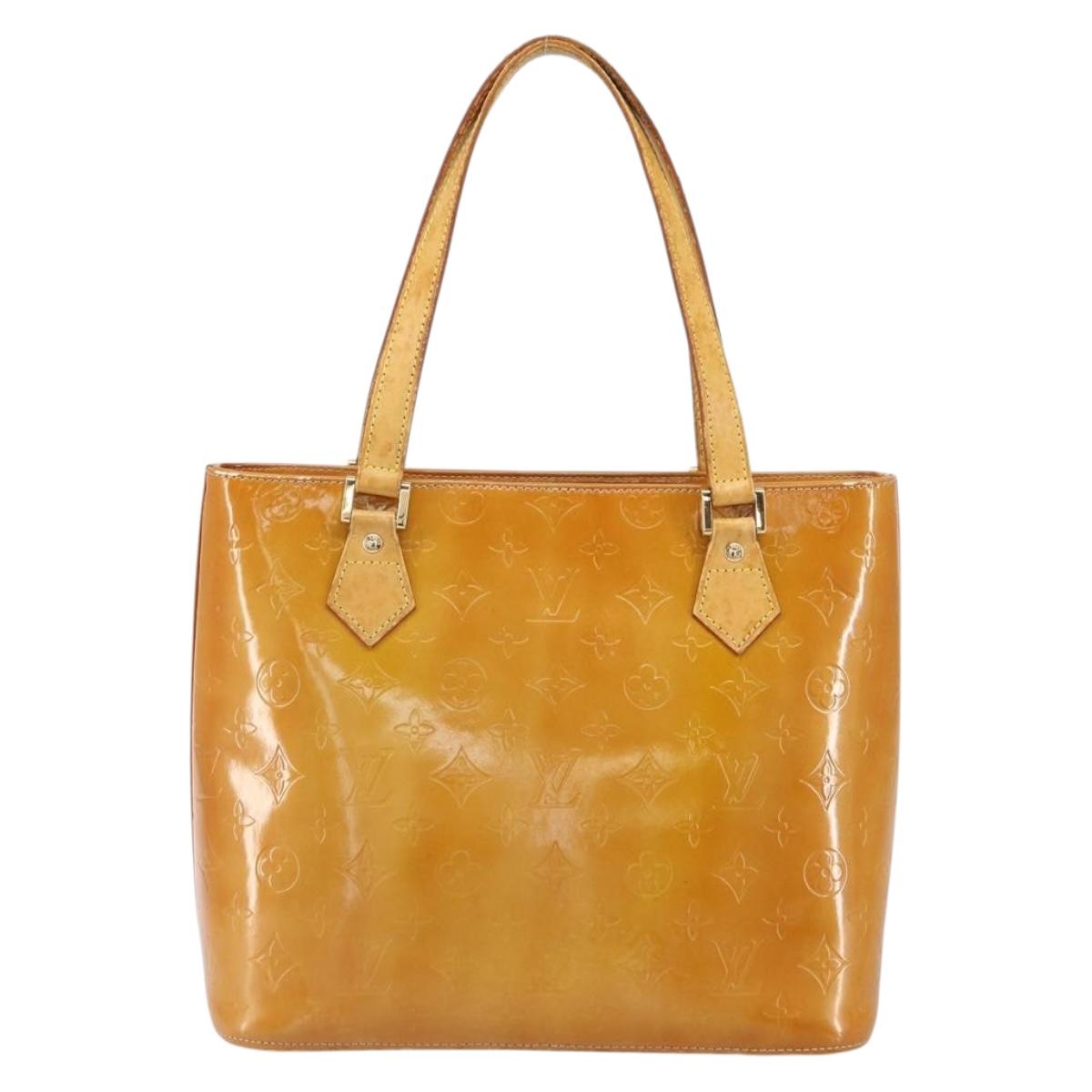 LOUIS VUITTON Monogram Vernis Houston Hand Bag Beige M91004 LV Auth 163133