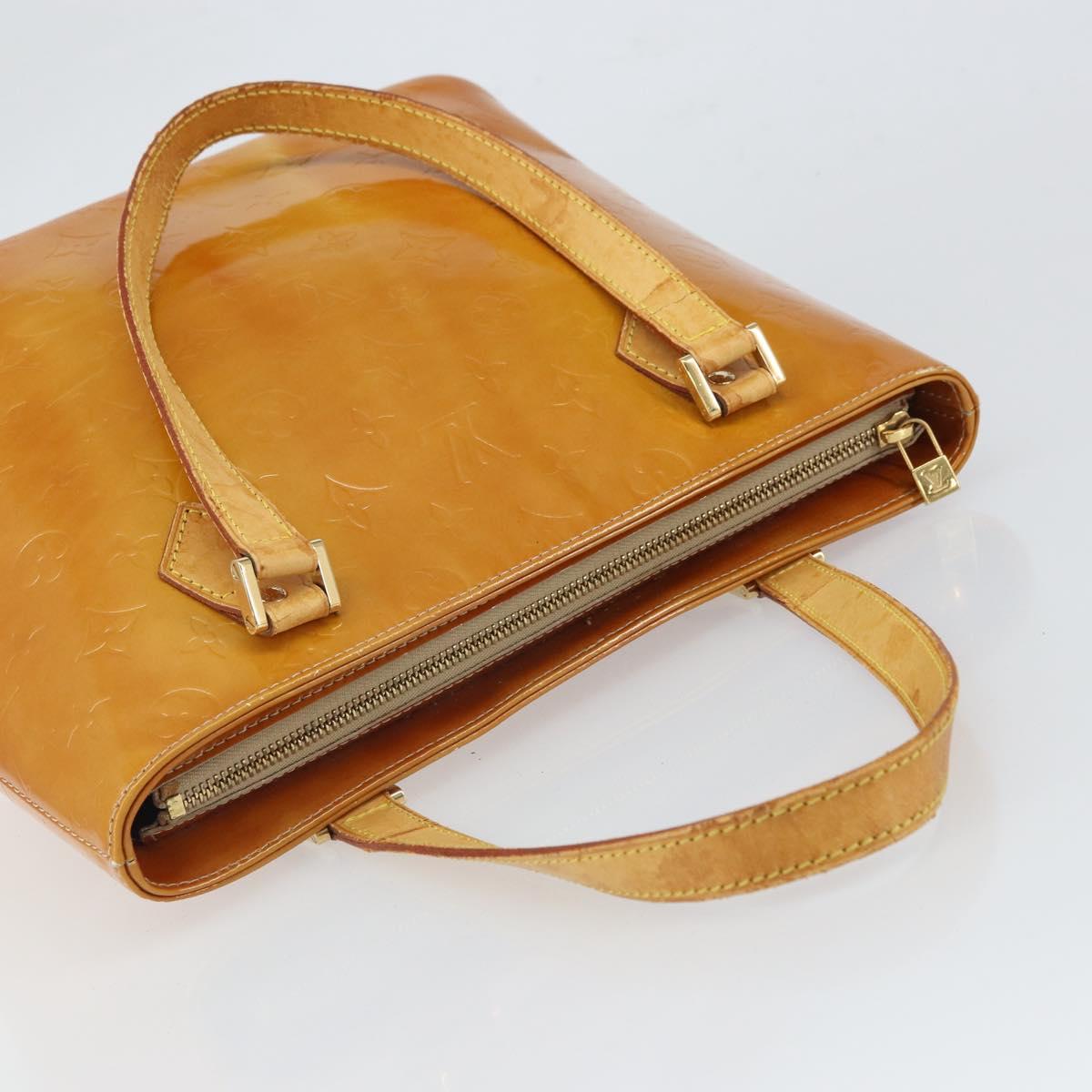 LOUIS VUITTON Monogram Vernis Houston Hand Bag Beige M91004 LV Auth 163133