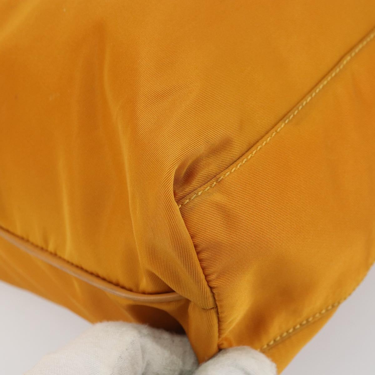 PRADA Tote Bag Nylon Orange Gold Auth 163141