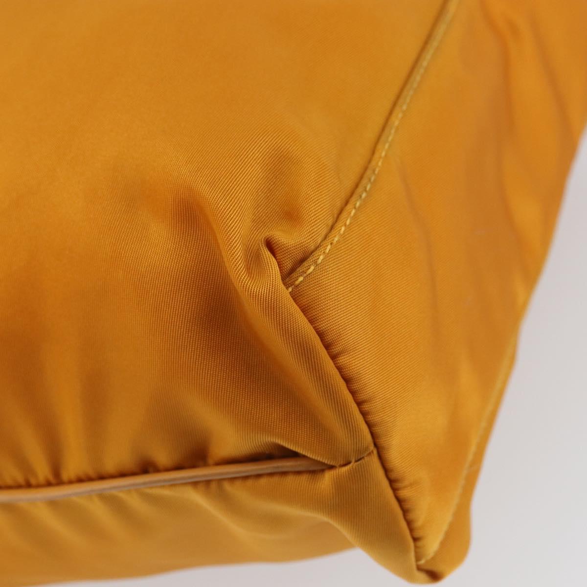 PRADA Tote Bag Nylon Orange Gold Auth 163141