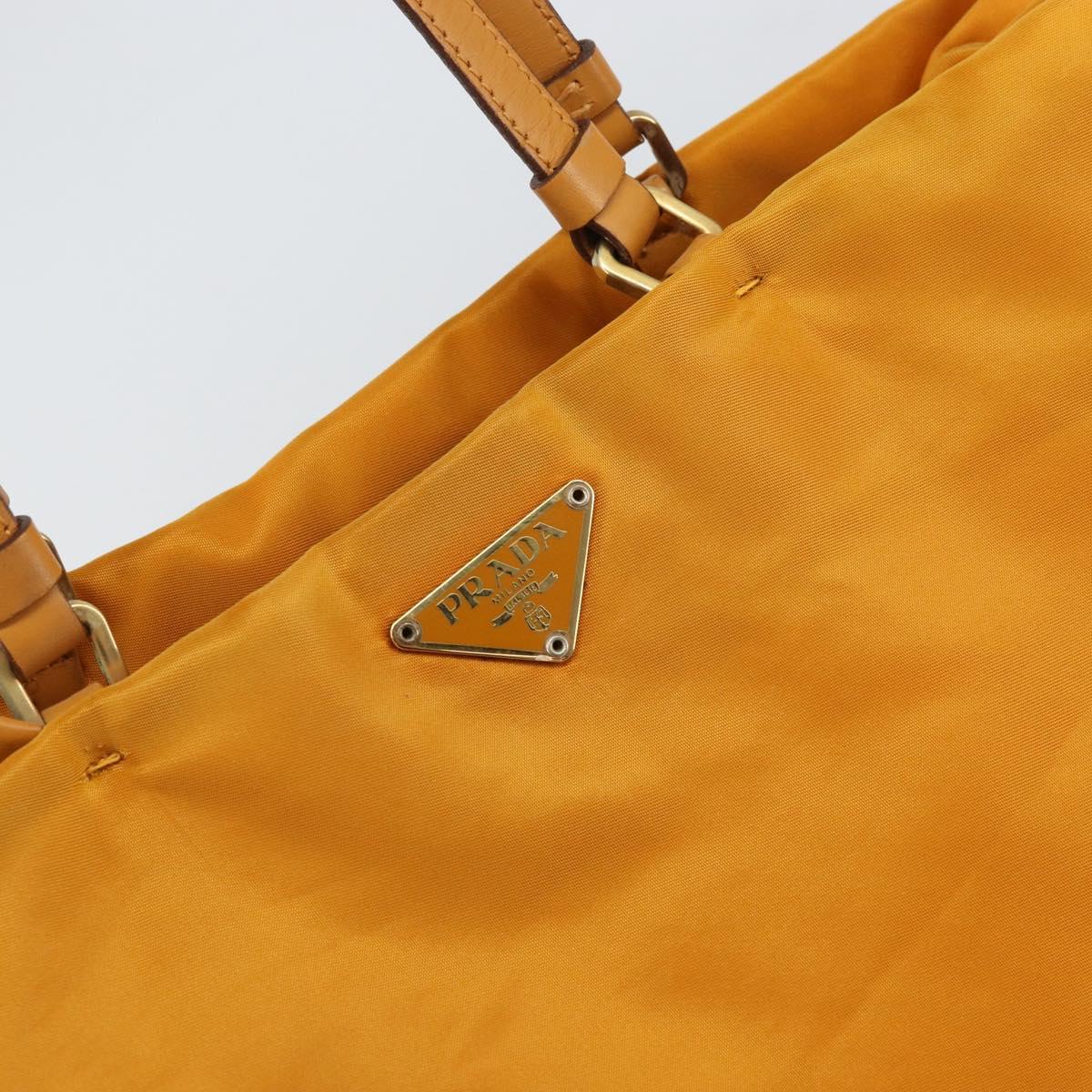 PRADA Tote Bag Nylon Orange Gold Auth 163141