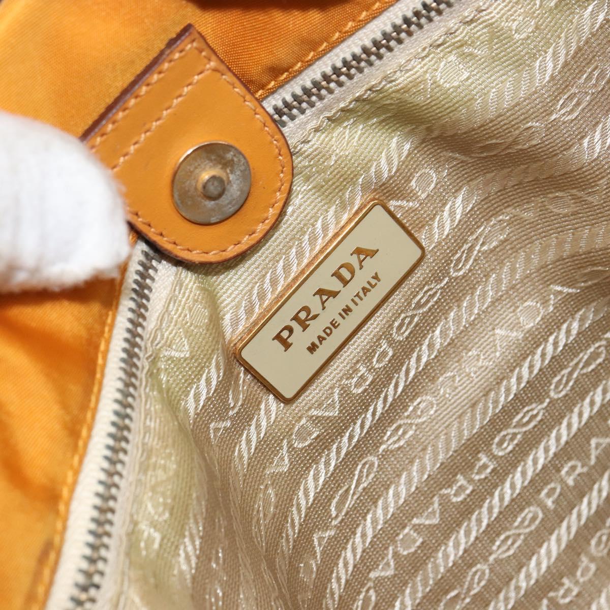 PRADA Tote Bag Nylon Orange Gold Auth 163141