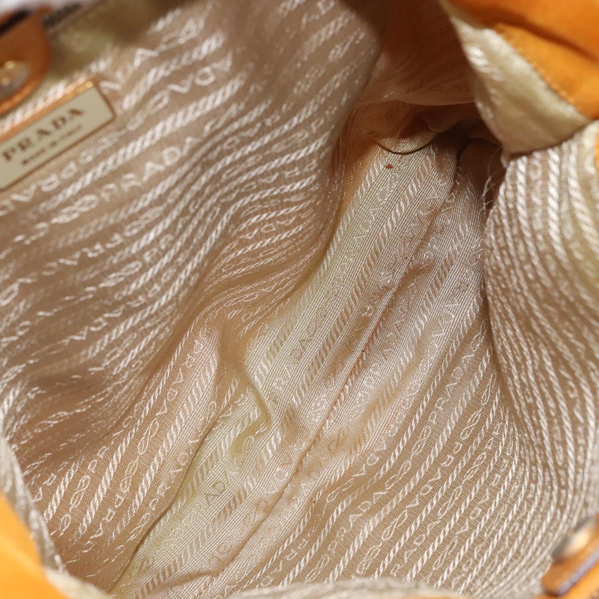 PRADA Tote Bag Nylon Orange Gold Auth 163141