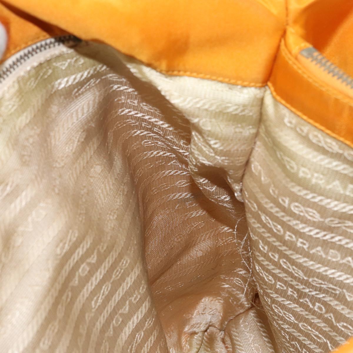 PRADA Tote Bag Nylon Orange Gold Auth 163141