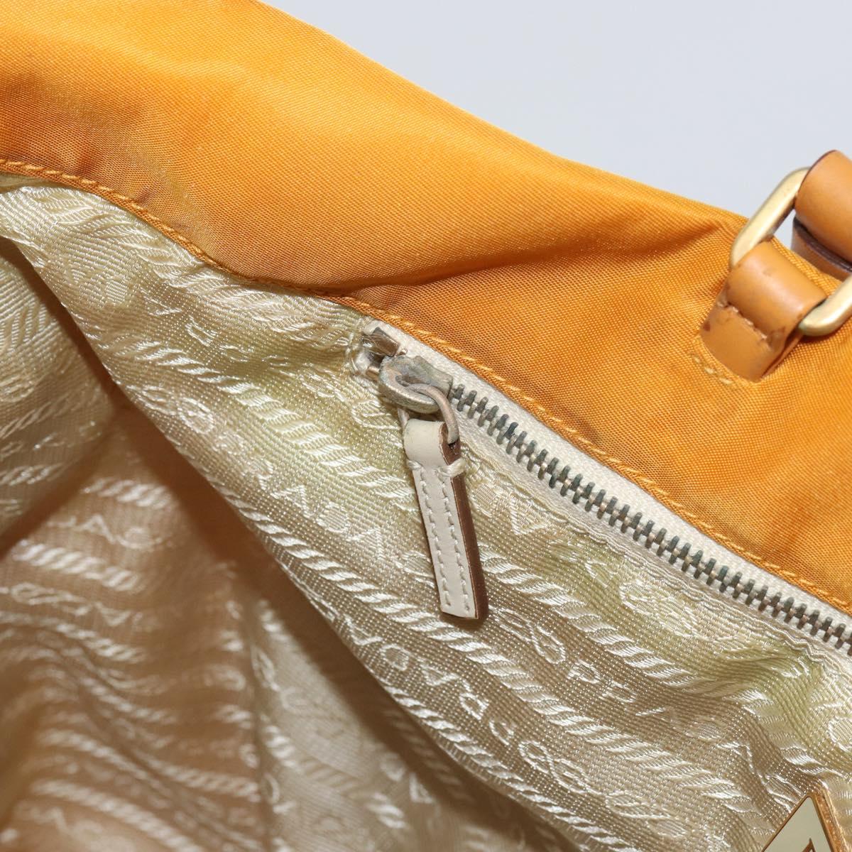 PRADA Tote Bag Nylon Orange Gold Auth 163141
