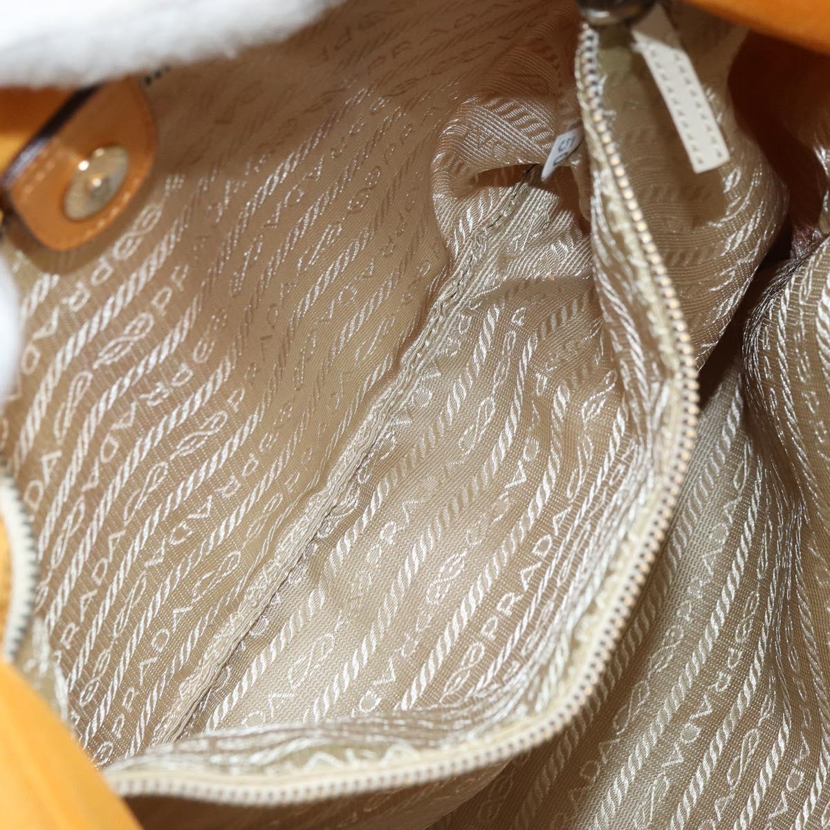 PRADA Tote Bag Nylon Orange Gold Auth 163141