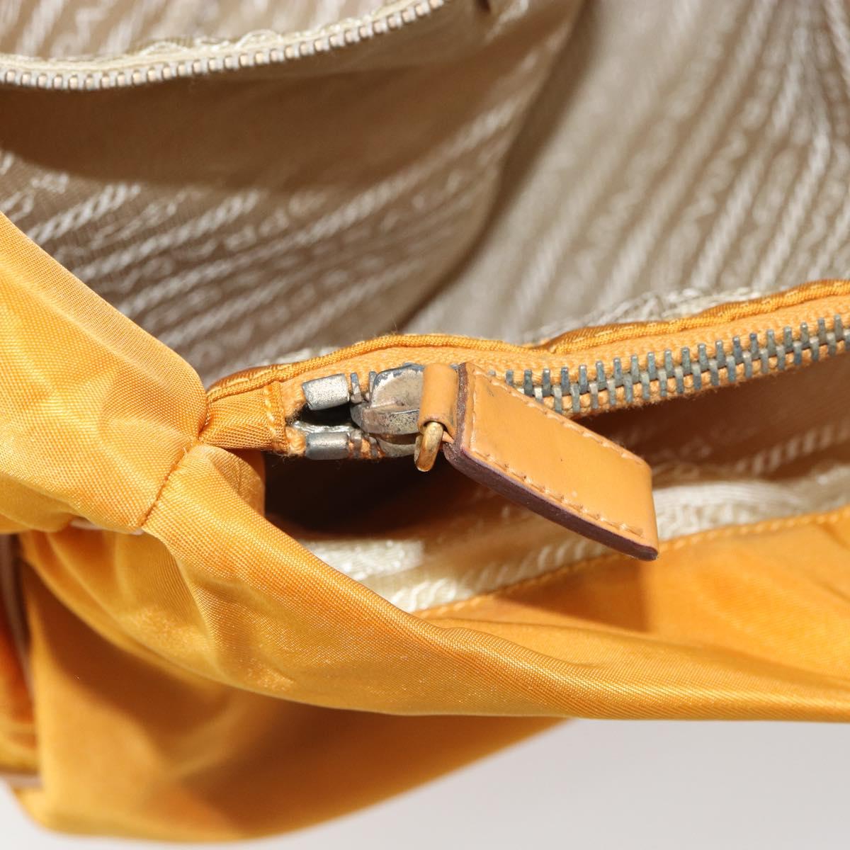 PRADA Tote Bag Nylon Orange Gold Auth 163141