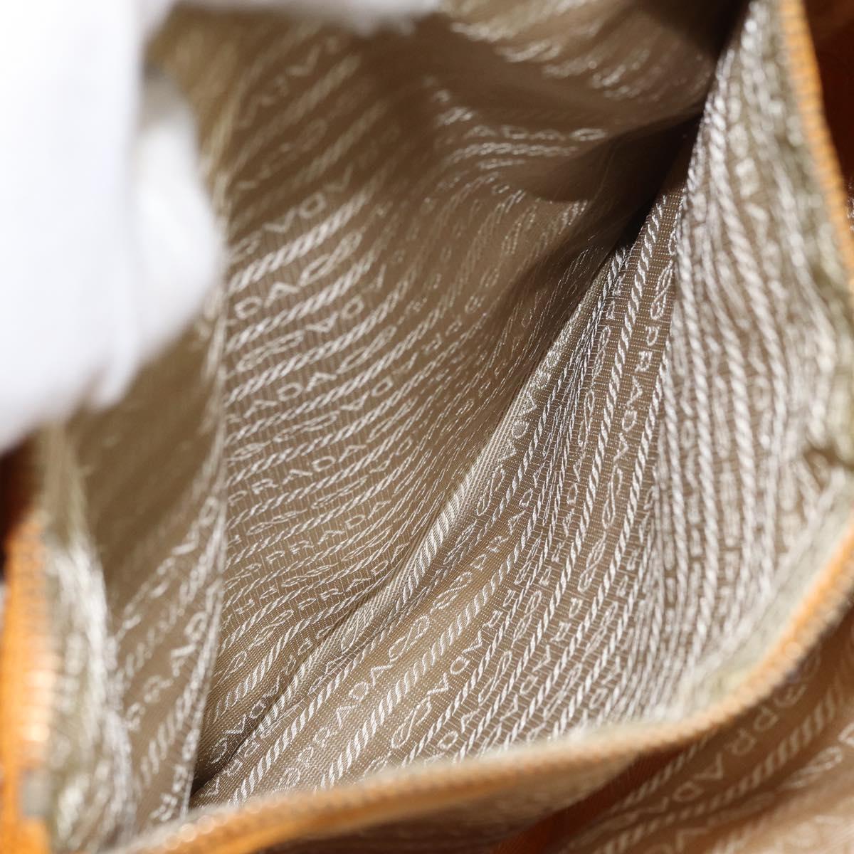 PRADA Tote Bag Nylon Orange Gold Auth 163141