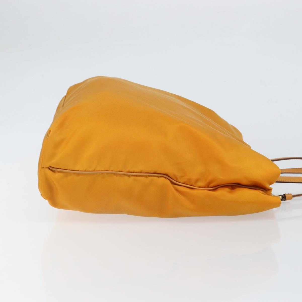 PRADA Tote Bag Nylon Orange Gold Auth 163141