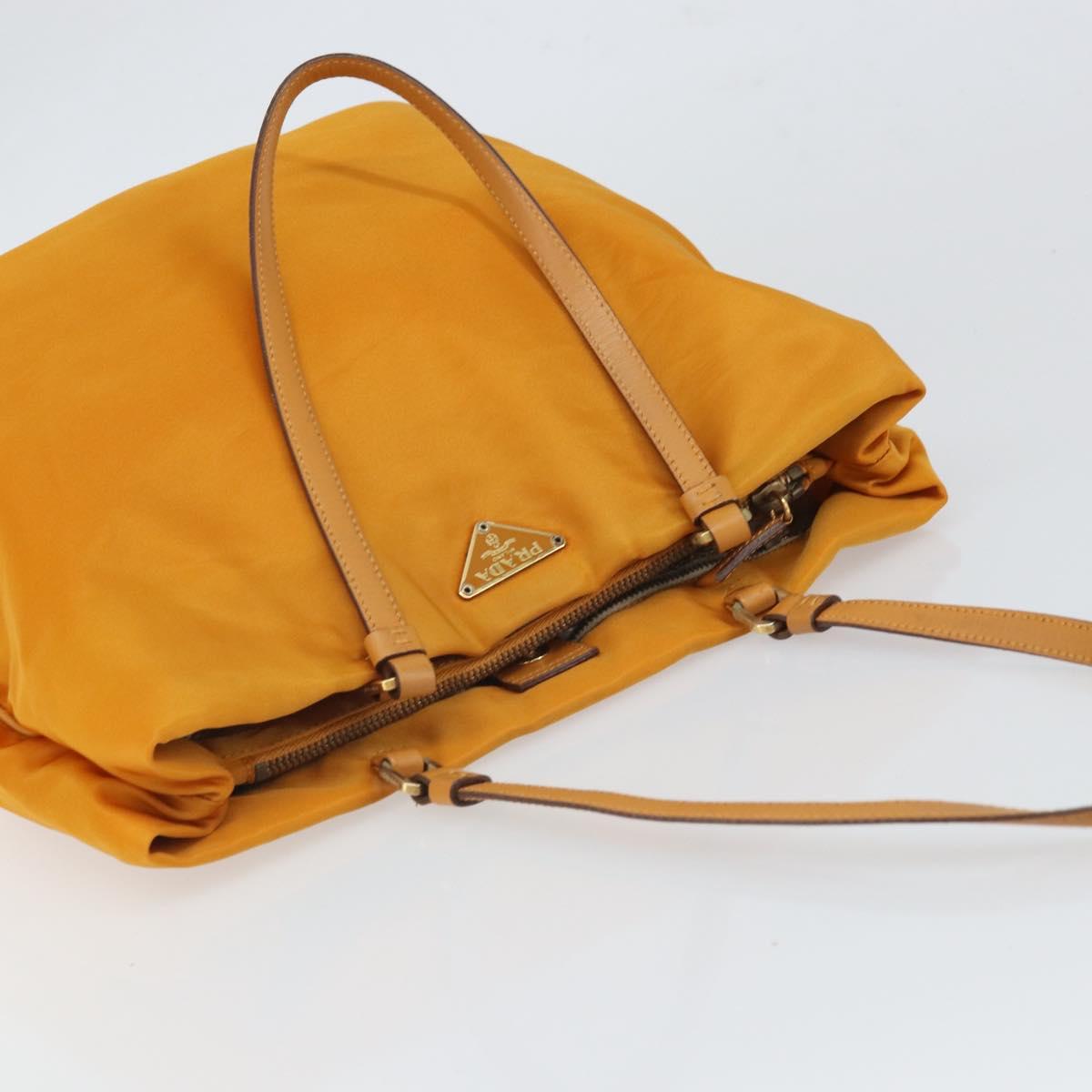 PRADA Tote Bag Nylon Orange Gold Auth 163141