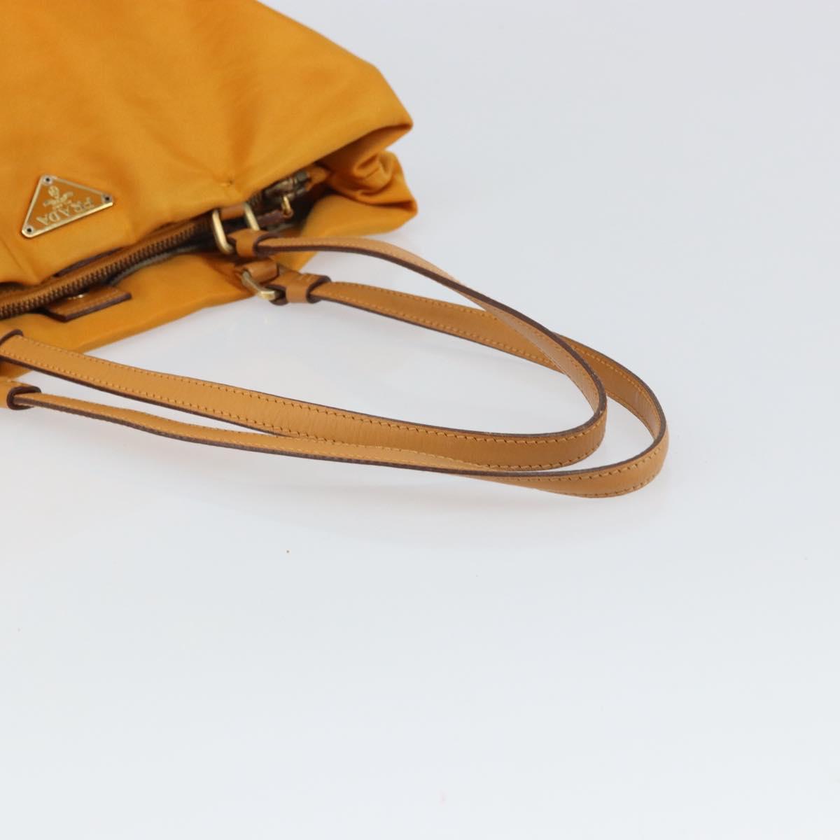 PRADA Tote Bag Nylon Orange Gold Auth 163141