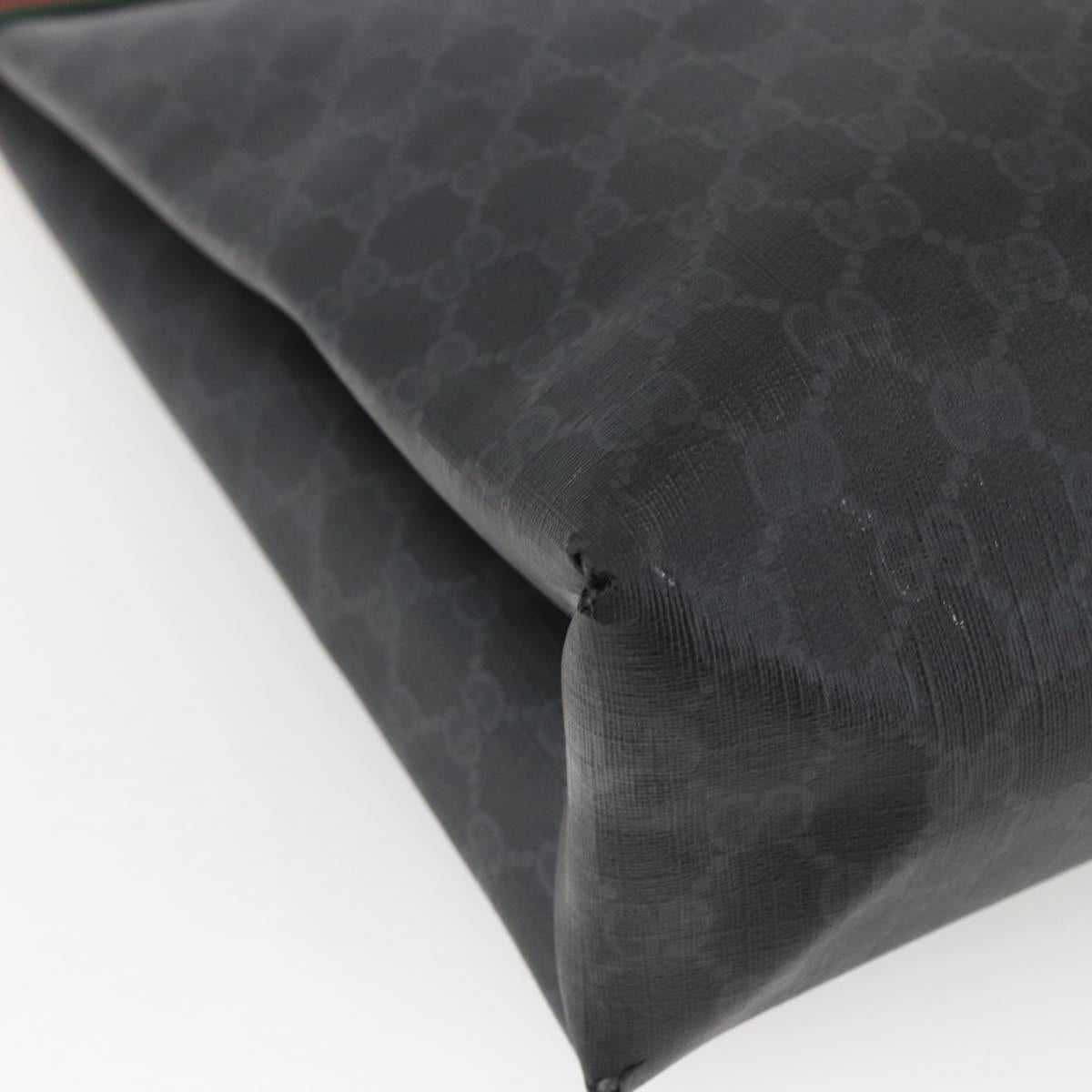 GUCCI GG Supreme Web Sherry Line Tote Bag PVC Black Gold 39 02 091 Auth 163144