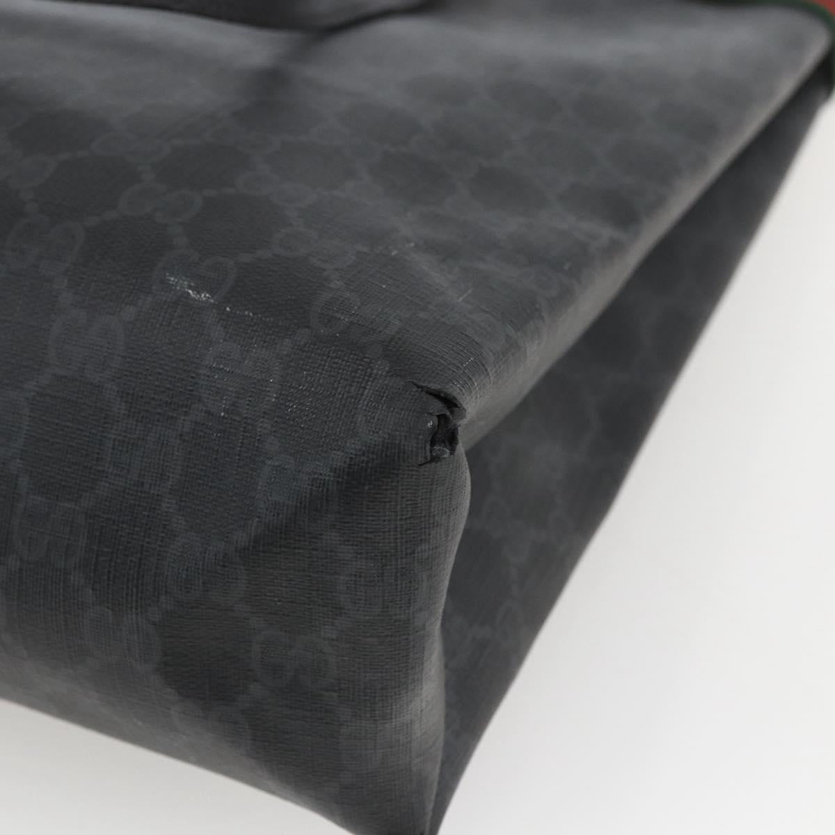 GUCCI GG Supreme Web Sherry Line Tote Bag PVC Black Gold 39 02 091 Auth 163144
