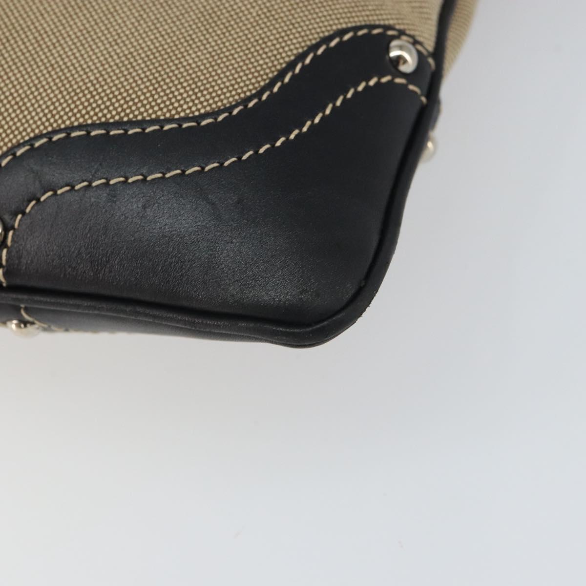 PRADA Shoulder Bag Canvas Beige Gold Auth 163147